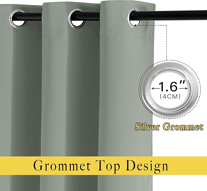 NICETOWN Blackout Bedroom Sage Green Curtains 96 inches Long, Energy Saving - Image 5