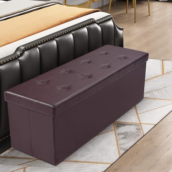 Giantex 45" Folding Storage Ottoman Bench, Storage Chest to Support 660lbs - Image 2