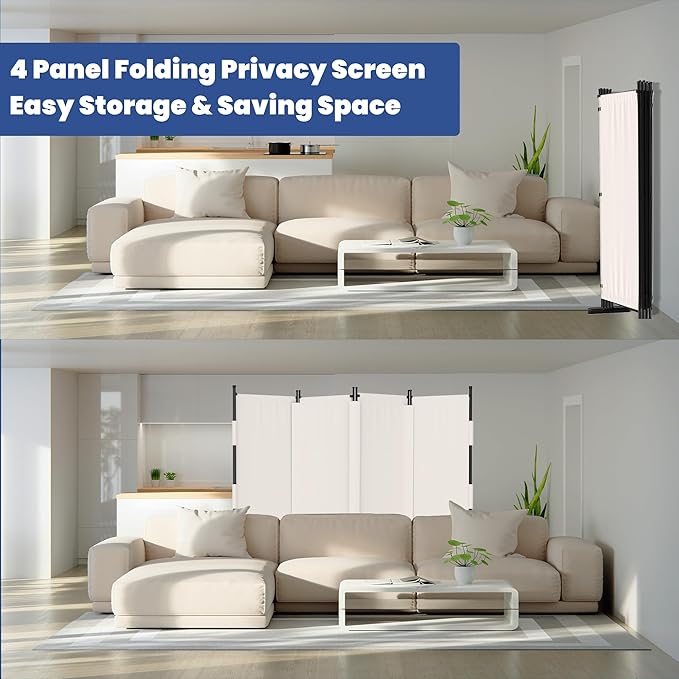 Room Divider, 4 Panel Upgraded Folding Privacy Screen, 88” Highly Secretive - Image 6