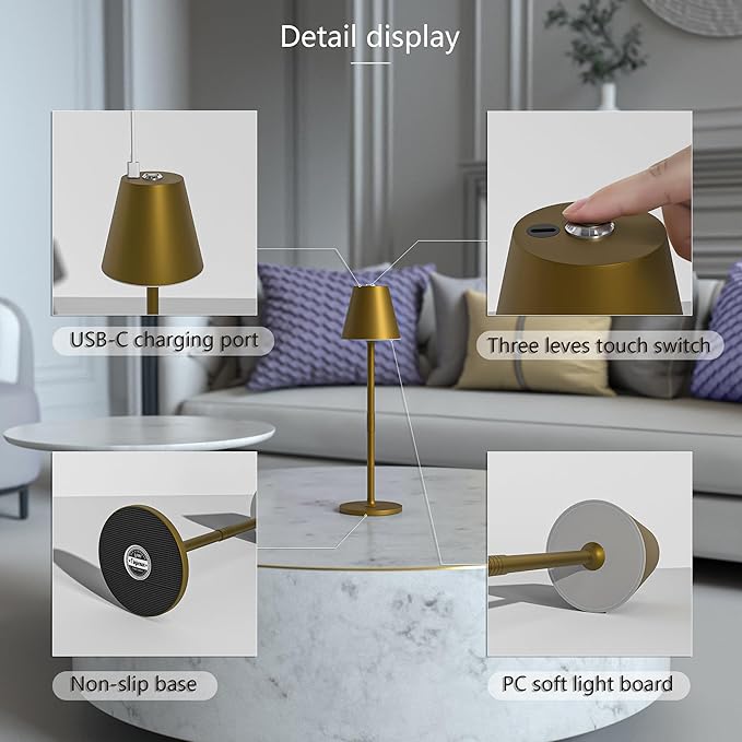 LED CordlessTable Lamp, 4000mAh Rechargeable Battery Desk lamp, 3 Level - Image 7