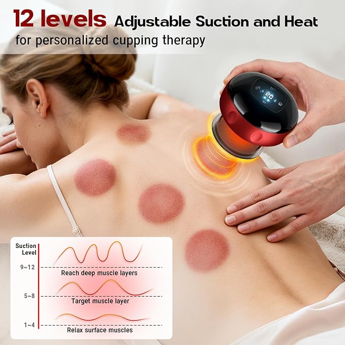 Cakoutanb 2 Pack Smart Cupping Therapy Massager, 7 in 1 Red Light Cupping - Image 5
