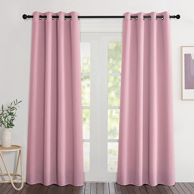 NICETOWN Blackout Crystal Pink Curtains 84 inches Long, Grommet Room Darkening by NICETOWN