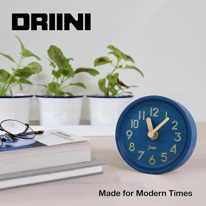 Driini Wooden Analog Desktop Clock – 4.3 in. Decorative Pinewood, No-Tick - Image 7