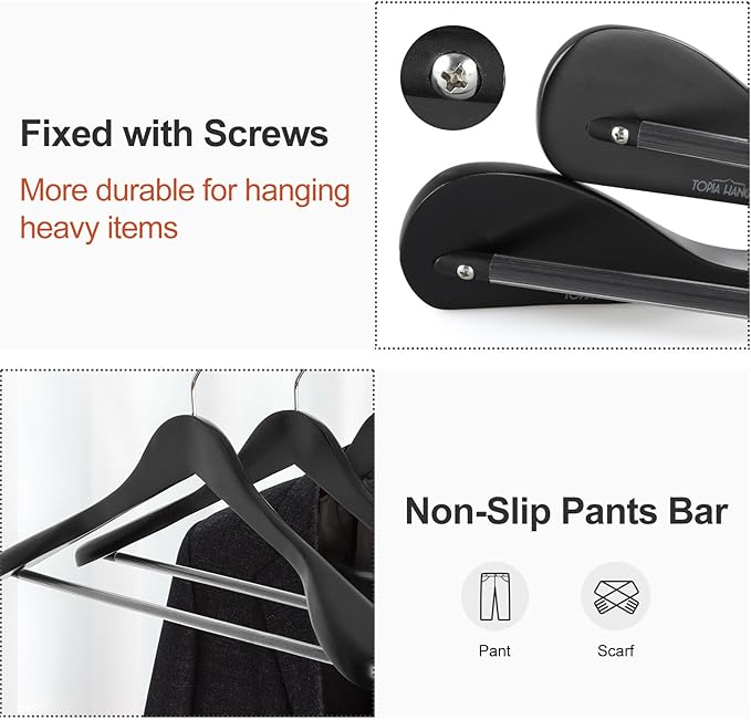 TOPIA HANGER Wide Shoulder Wooden Hangers, Suit Hangers - Image 4