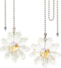 LEFERS Ceiling Fan Pull Chain, 2 Pieces 1.8" Crystal Glass Flower Pendants by L%C3%88FERS