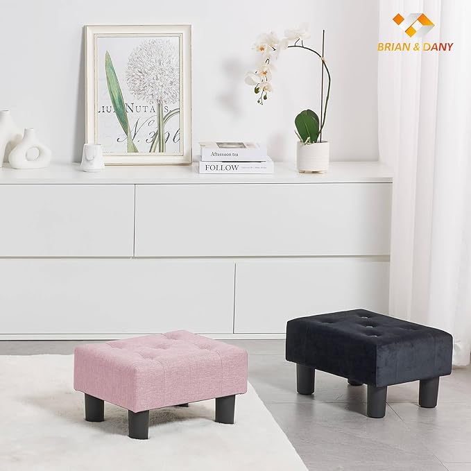 BRIAN & DANY Small Foot Stool, Linen Foot Stools - Image 7