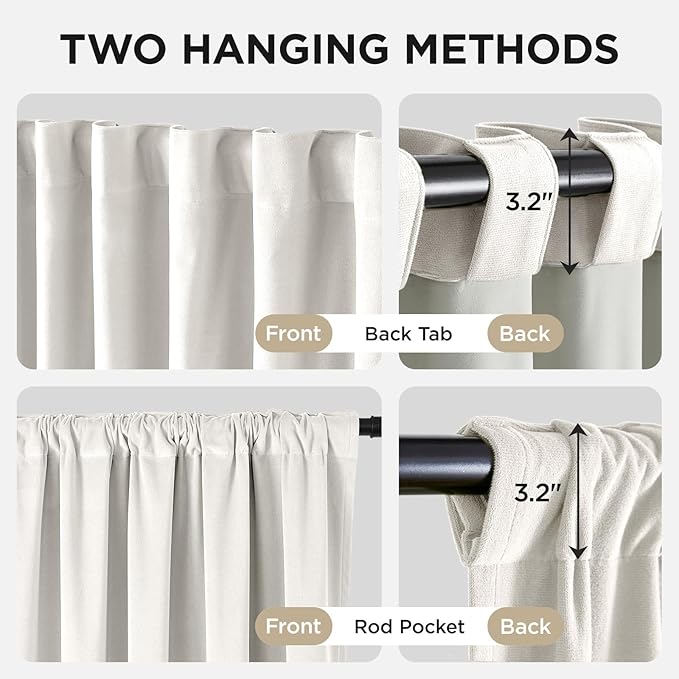 Joydeco White 100% Blackout Curtains 108 Inch 2 Panels, Luxury Thermal White - Image 3