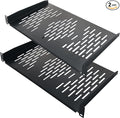 RIVECO 2PCS 1U Rack Shelves, 19” Cabinet Mount 1 U Tray Vented Cantilevers by RIVECO