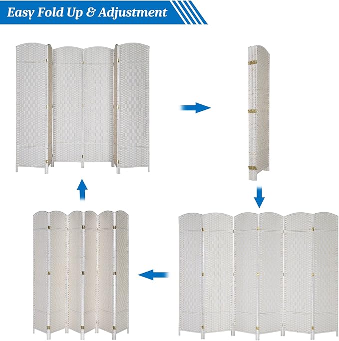 VINGLI 6-Panels Tall Rattan Room Divider, 6 FT Folding Privacy Screen, Indoor - Image 2