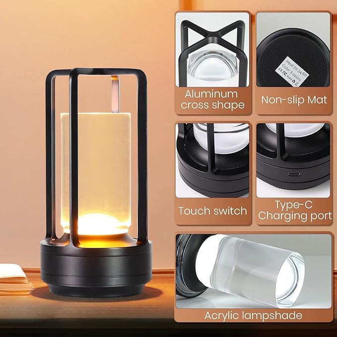 Crystal Lantern Lights Set of 2, Czgor Battery Operated Rechargeable Cordless - Image 4