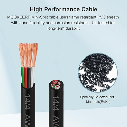 MOOKEERF 14/4 AWG Mini-Split Cable - 30FT 14 AWG 4 Conductor Control Cable 300V - Image 6