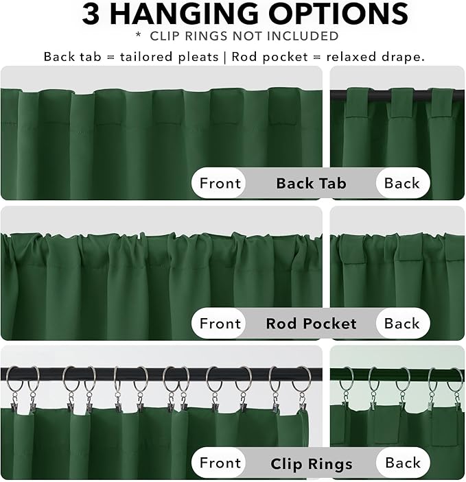 Deconovo Blackout Curtains, Thermal Insulated, W52 x L72 2 Panels, Back Tab - Image 2