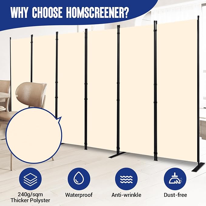 Room Divider and Folding Privacy Screens 6 Panel, 11 Ft Wide Room Partitions - Image 3