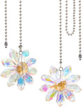 LEFERS Ceiling Fan Pull Chain, 2 Pieces 1.8" Crystal Glass Flower Pendants by L%C3%88FERS