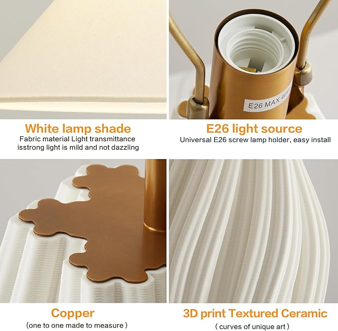 Modern Plug in Ceramic Table Lamps 24.5In - Image 3