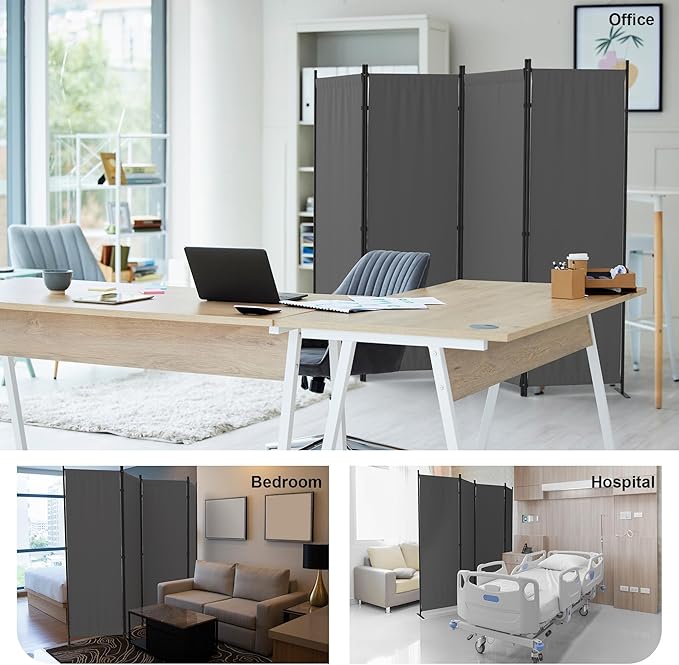 Room Divider, 4 Panel Folding Privacy Screen, 88” Portable Separating - Image 8