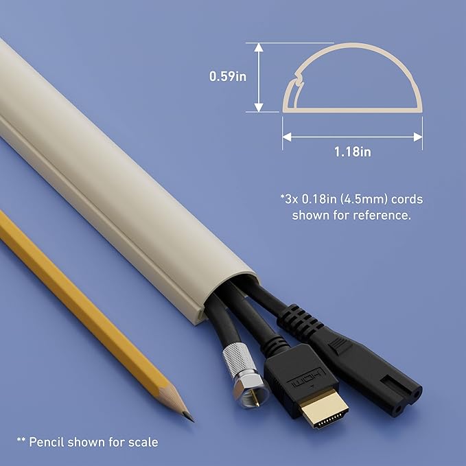 D-Line 31.4in TV Cord Hider, Patented Half Round Cable Cover, Hide Wall Mount - Image 3