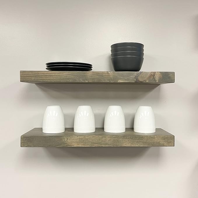PJ DECOR URBANDI, Rustic Floating Shelves, Hidden Bracket, Solid Wood, Heavy - Image 4