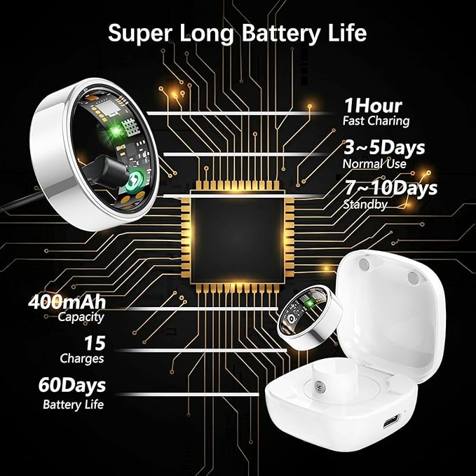 Smart Health Ring for Women Men, Fitness Tracker Ring - Image 6