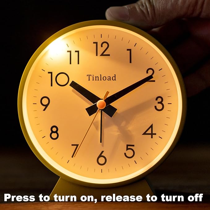 4.5" Battery Operated Antique Retro Analog Alarm Clock, Small Silent Bedside - Image 5