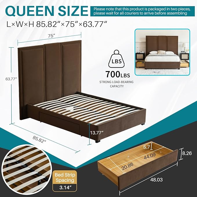 YUHUASHI Queen Size Bed Frame - Image 2