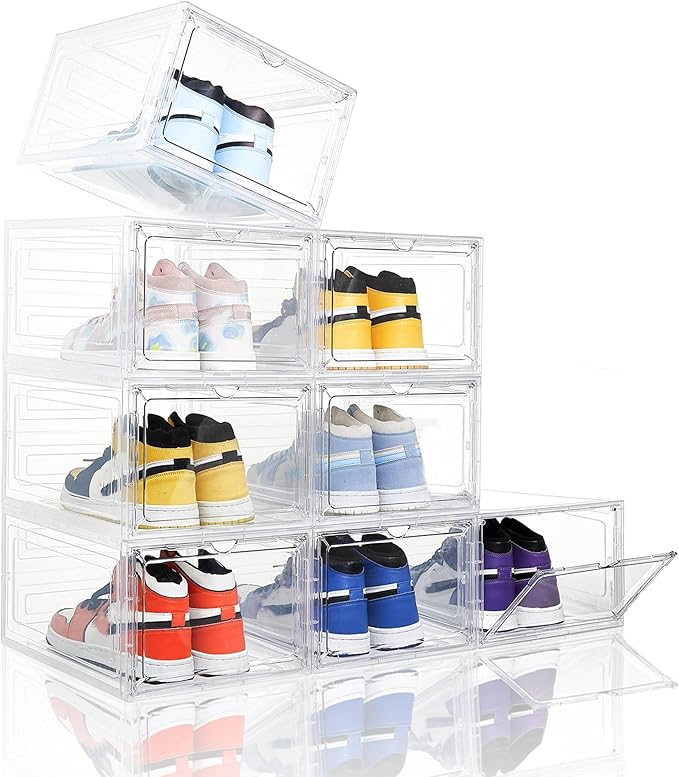 Attelite Clear Shoe Box, Plastic Stackable Shoe Storage Organizer by Attelite