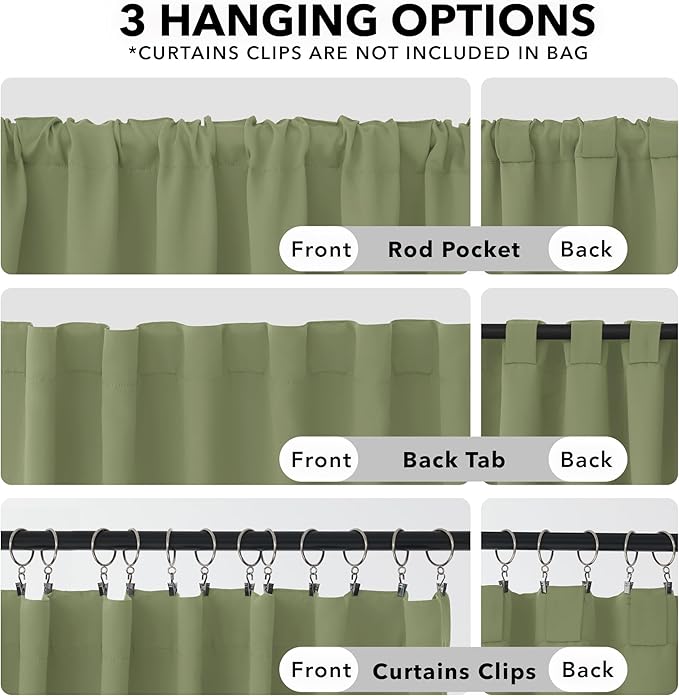 Deconovo Blackout Curtains, Thermal Insulated, W52 x L84 2 Panels, Back Tab - Image 2