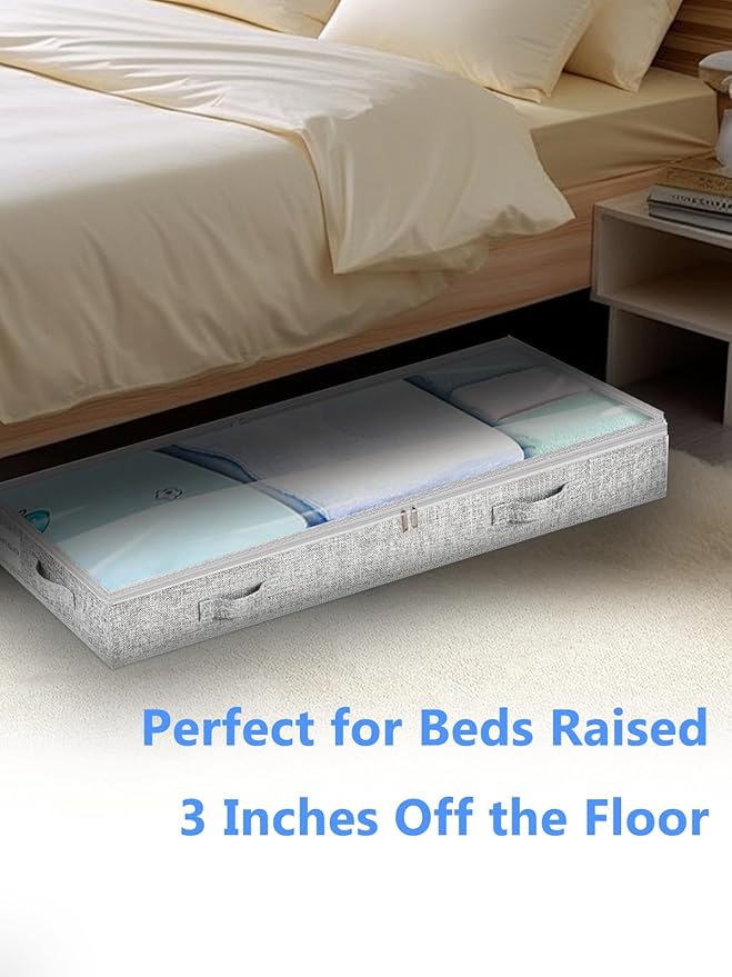 Low Profile Under Bed Storage, 3-Inch High Foldable Underbed Storage Bins - Image 2