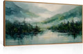 LHIUEM Large Foggy Forest Mountain Framed Canves Wall Art Set, Nature Green by LHIUEM