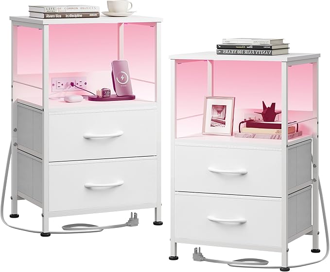 WLIVE White Night Stand Set of 2 by WLIVE