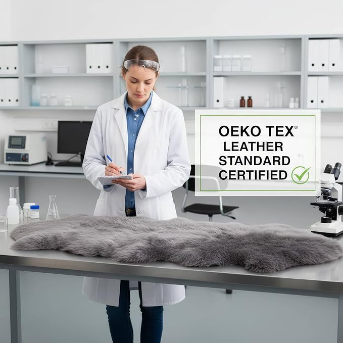 Premium Gray Sheepskin Rug Genuine Fur Bedside Runner 2x6ft - Image 6