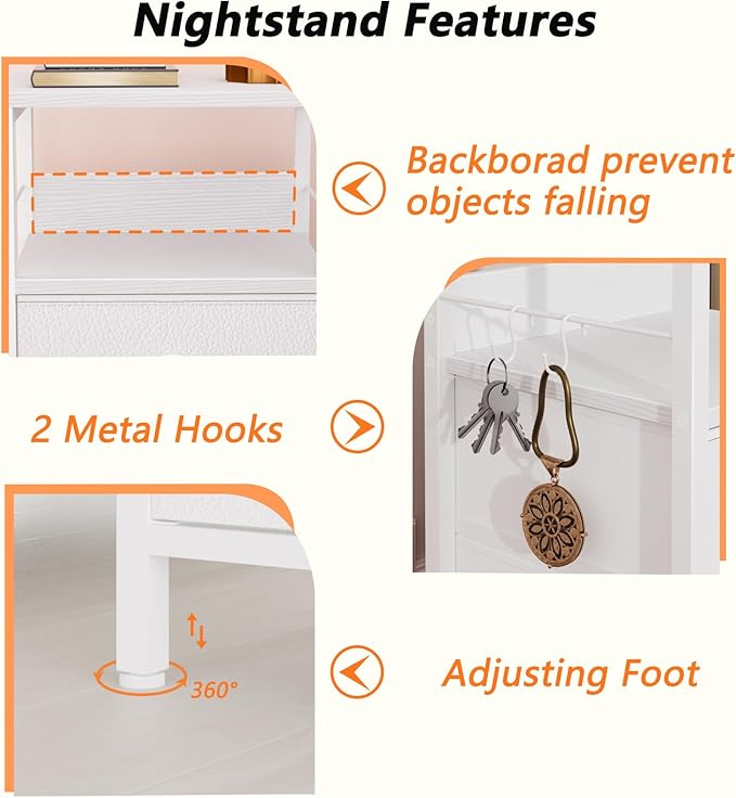 Furologee Nightstand Bedside Table - Image 7