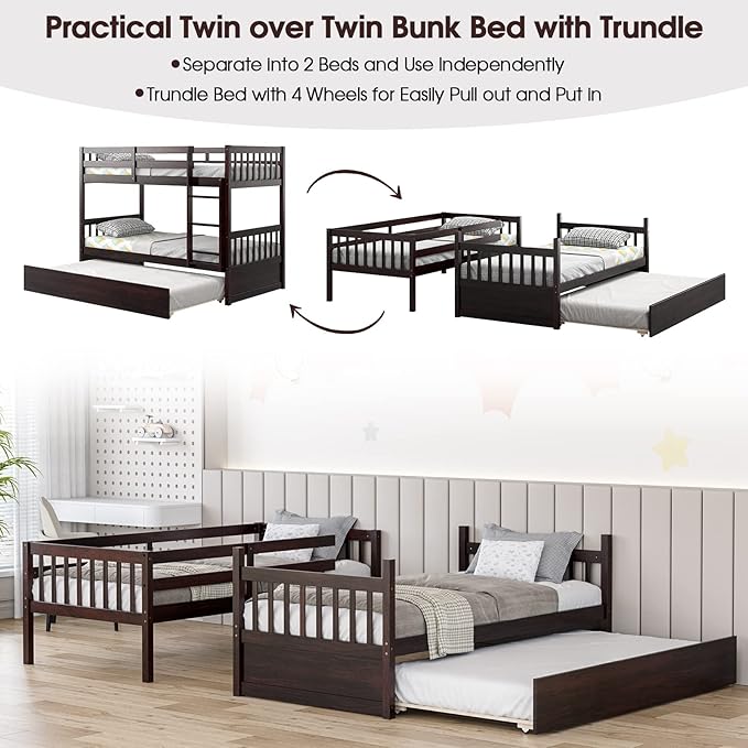Giantex Twin Over Twin Bunk Bed - Image 4