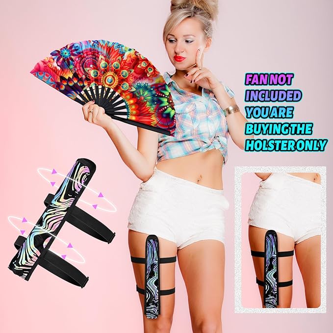 Summer Rave Fan Thigh Holster Rave Fan Holder Folding Hand Pouch Foldable - Image 2