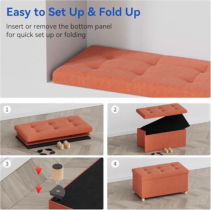 BRIAN & DANY 30 Inches Folding Storage Ottoman Bench, Ottoman - Image 5