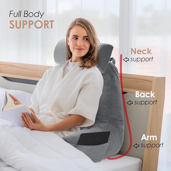 Nestl Reading Pillow with Shredded Memory Foam Includes 2 Neck and Lumber - Image 7