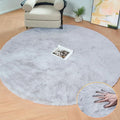 Washable Furry 5ft Round Area Rugs by ORINOVA