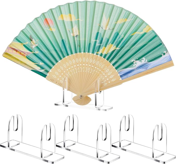 Roowest 4 Pcs Acrylic Fan Display Stand Folding Clear Fan Holder Easel Japanese by Roowest