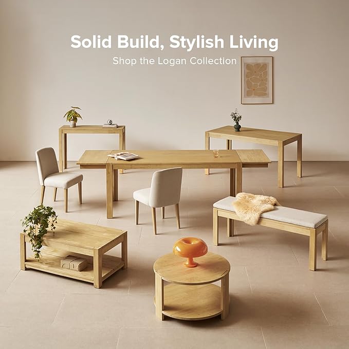 mopio Logan Solid Wood 2-Tier Round Coffee Table, Modern Farmhouse Solid - Image 9