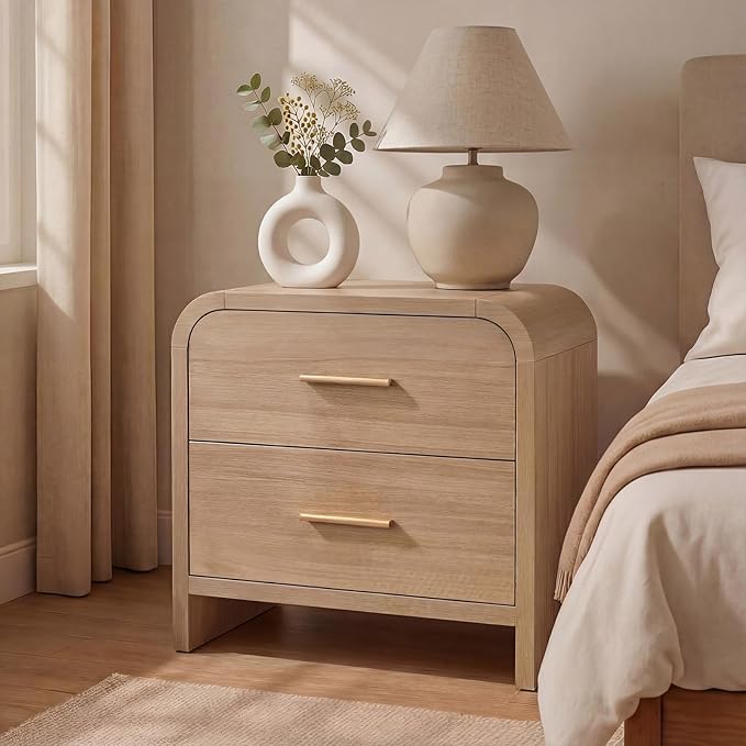 Night Stand 2-Drawer Nightstand 24" H Metal Handle Modern Sturdy Bedside Table - Image 9