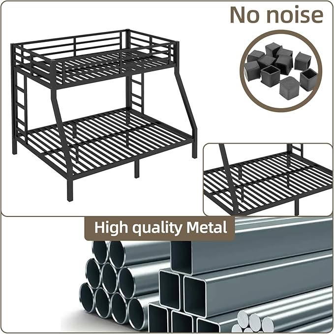 Twin Over Full Bunk Bed Frame, Heavy Duty Metal Loft Bed - Image 6