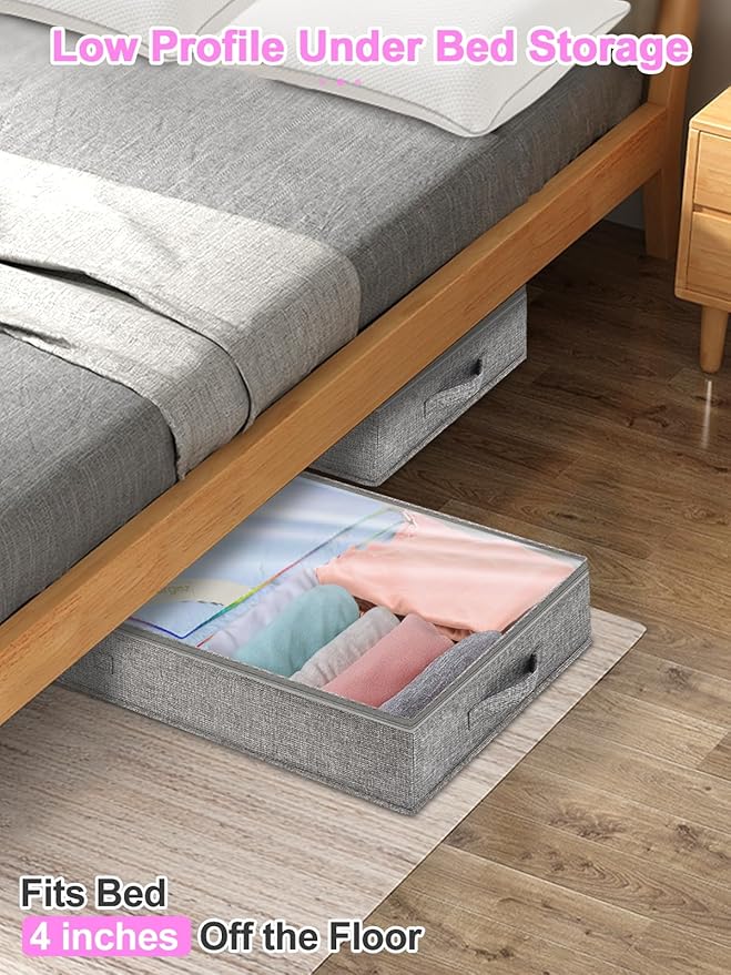punemi Under Bed Storage Containers, Below 4 Inches Tall Low Profile Underbed - Image 3