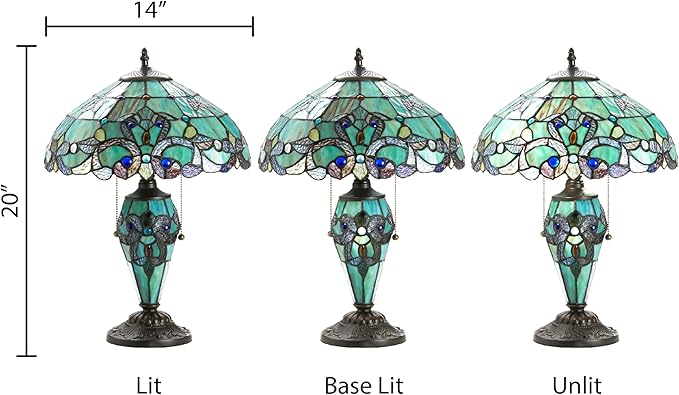 RIVER OF GOODS - Stained Glass Halston Double Lit Table Lamp - 20" H - - Image 9