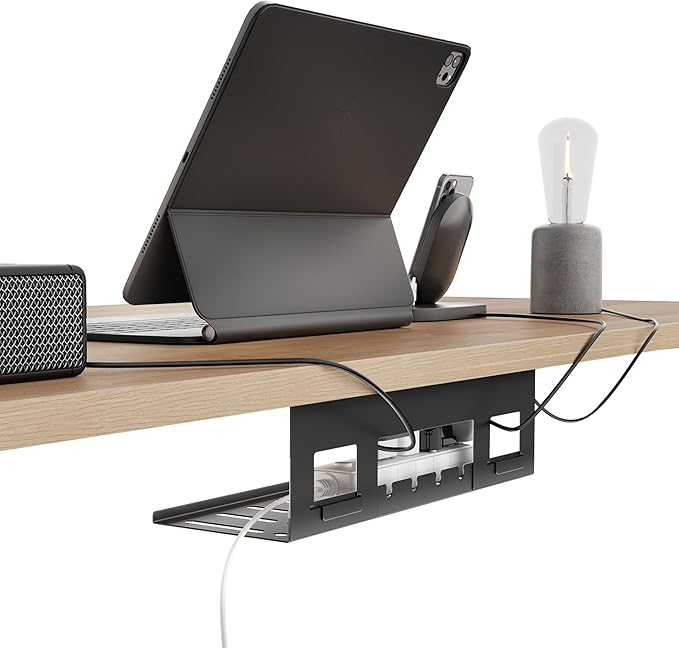 Under Desk Cable Management Tray, 15.7 Inches Metal Cord Organizer Rack by Pegzone