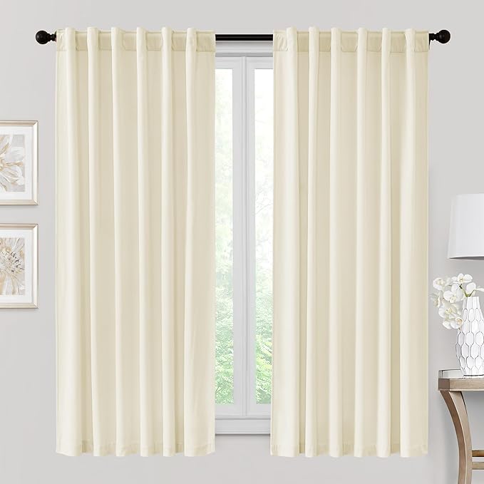 RYB HOME Velvet Curtains 72 inches Length, Back Tab & Rod Pocket Soft Fabric by RYBHOME
