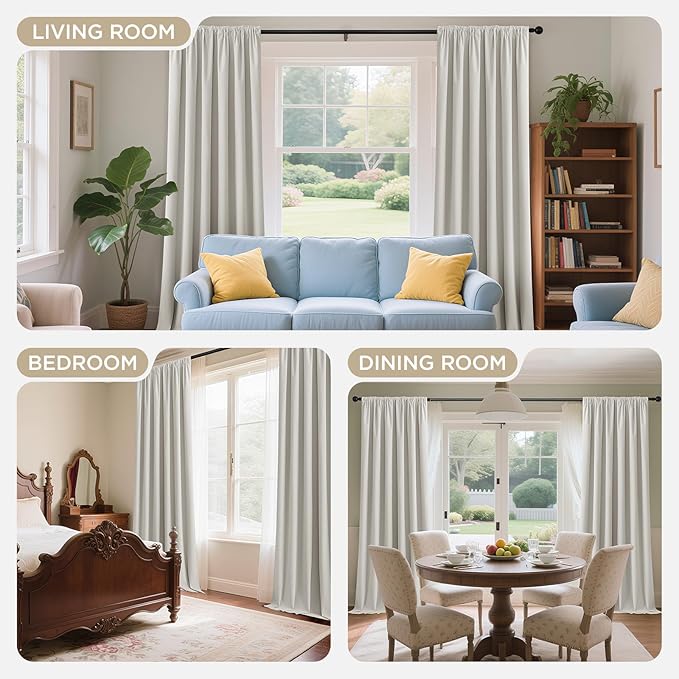 Joydeco White 100% Blackout Curtains 108 Inch 2 Panels, Luxury Thermal White - Image 8