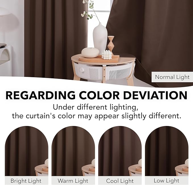 Deconovo Blackout Curtains, Thermal Insulated, W52 x L95 2 Panels, Back Tab - Image 6
