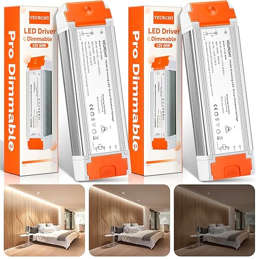 60W Dimmable LED Driver 12V DC Triac Constant Transformer, 120V AC to 12 Volt by VEURCHY