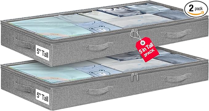 punemi 5 Inches High Low Profile Under Bed Storage Containers，No-Structure by Punemi