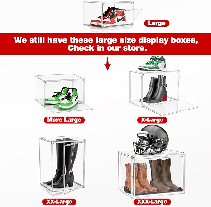 10 Pack Acrylic Shoe Boxes Stackable, Size 12 Clear Shoe Display Cases Plastic - Image 7